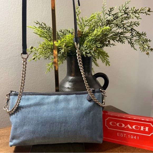 Coach Denim Zip Top Crossbody Bag - Picture 2 of 11